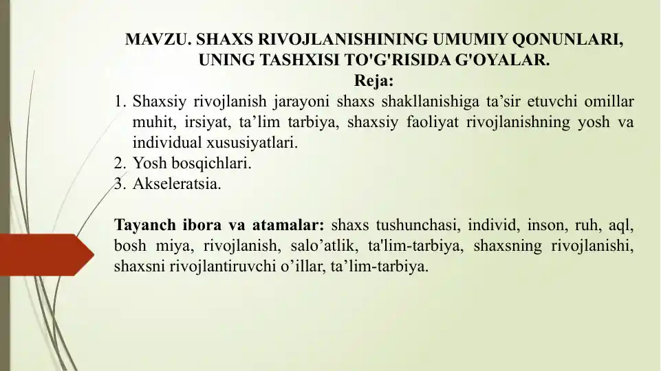 Shaxsiy Rivojlanish