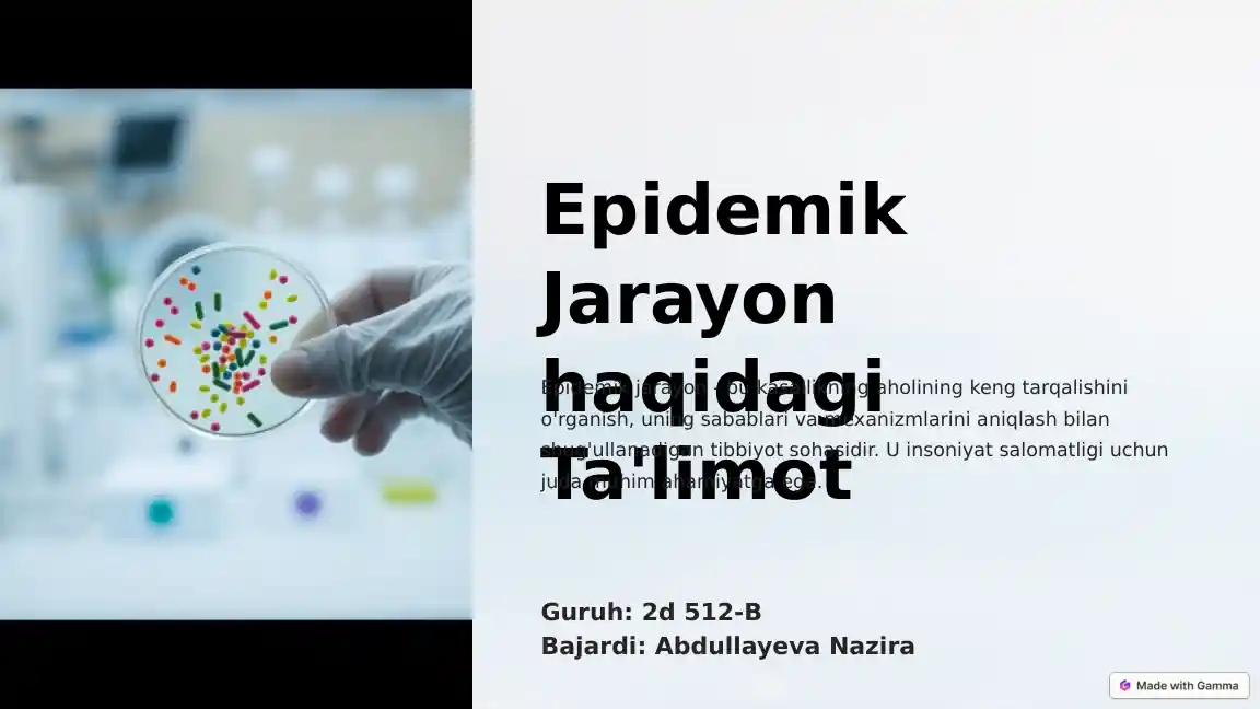 Epidemik Jarayon haqidagi Ta'limot