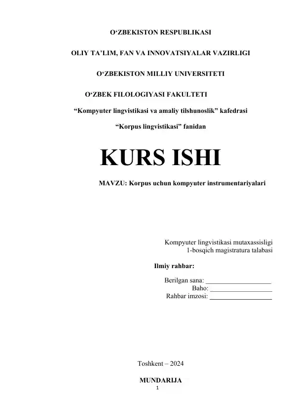 Korpus uchun kompyuter instrumentariyalari