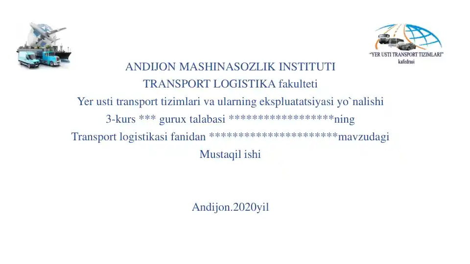 Yo'lovchilarni tashishda transport logistikasi