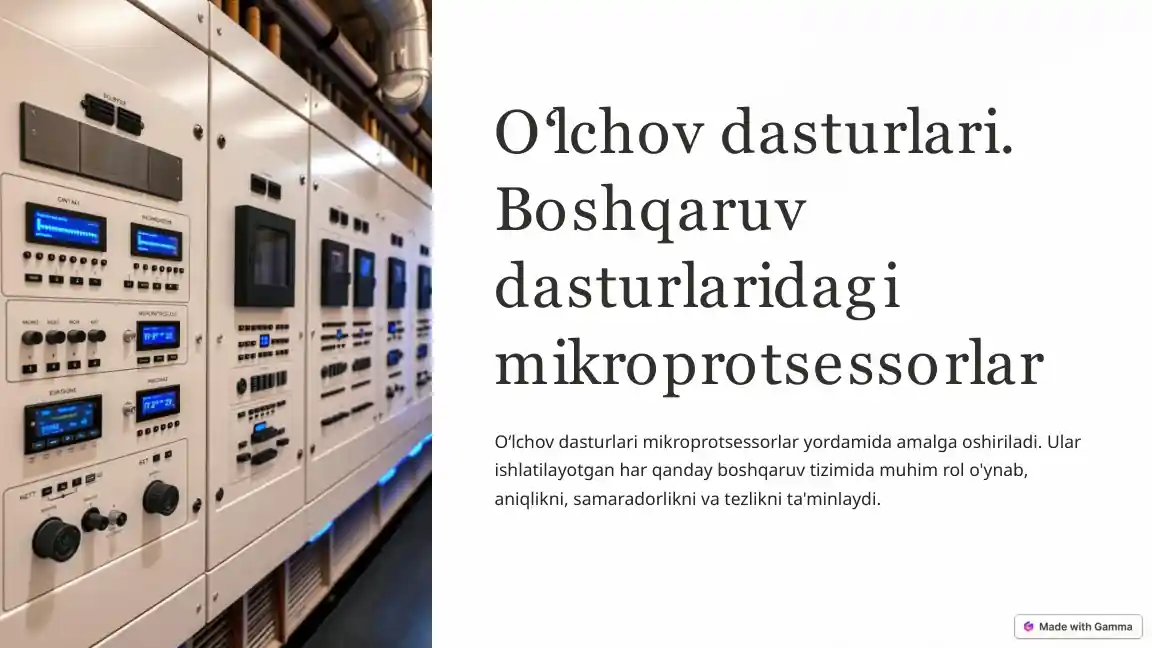 Oʻlchov dasturlari. Boshqaruv dasturlaridagi mikroprotsessorlar