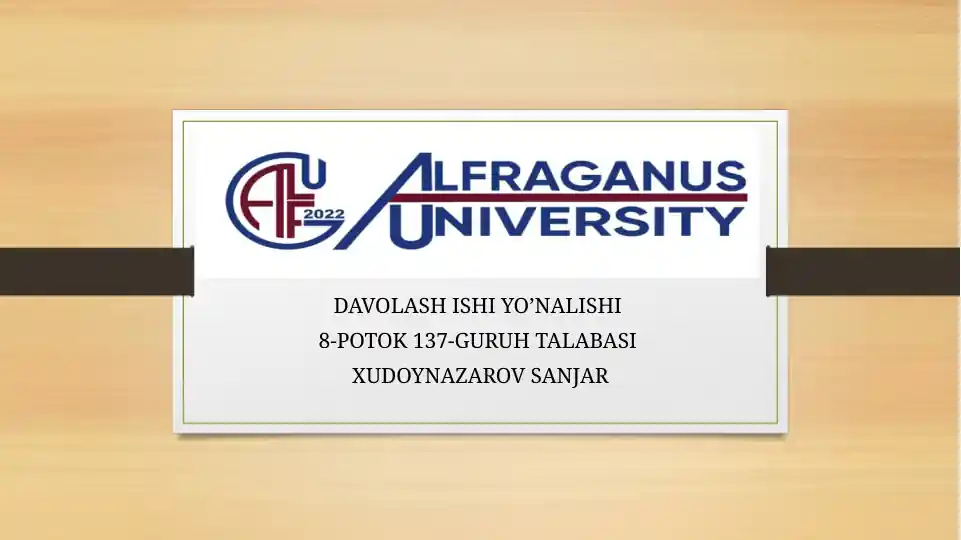 DAVOLASH ISHI YO’NALISHI