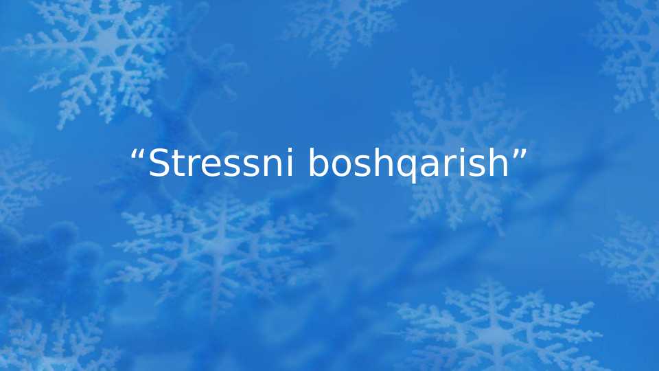 Stressni boshqarish