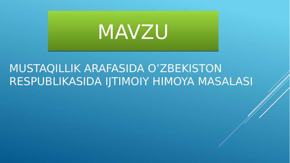 Mustaqillik arafasida oʻzbekiston respublikasida ijtimoiy himoya masalasi