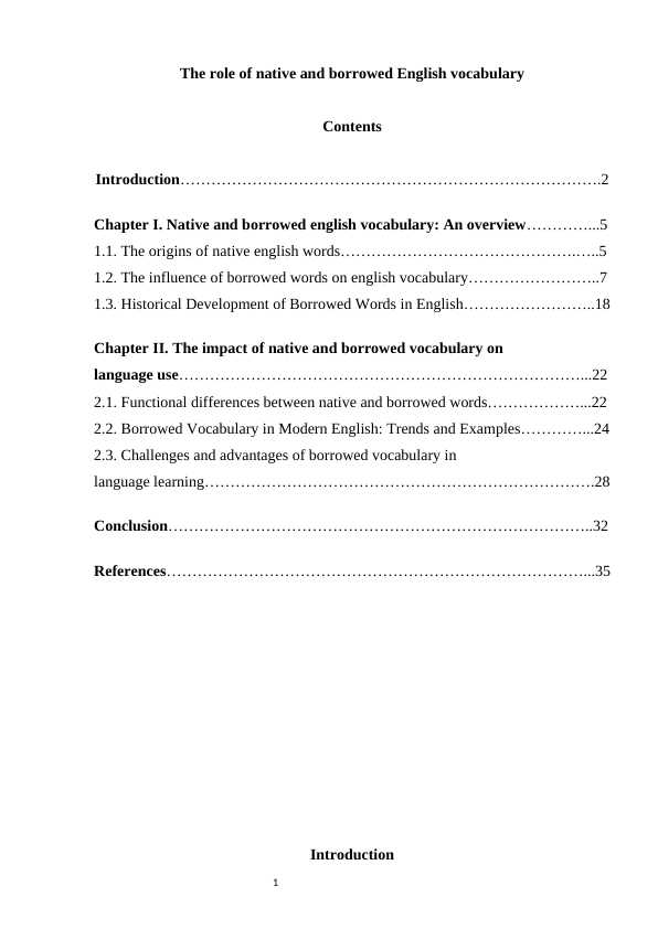 The role of native and borrowed English vocabulary
