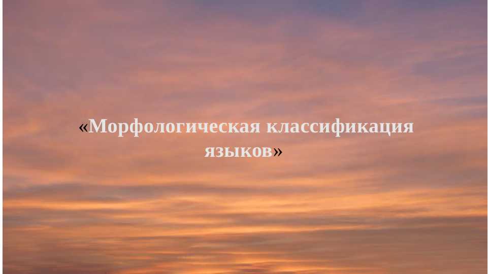 Морфологическая классификация языков