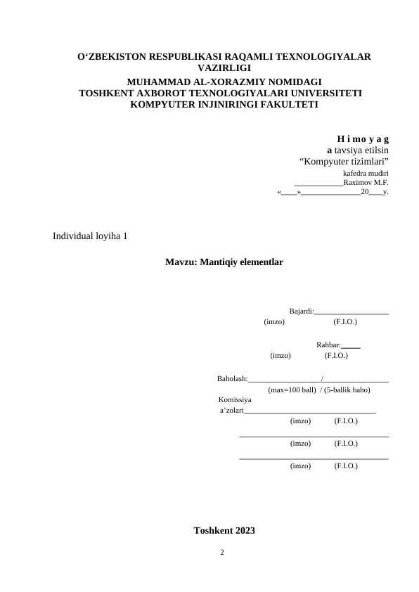 NI MULTISIM MUHITIDA SHIFRATOR VA DESHIFRATORLARNING ISHLASHINI O’RGANISH. INDIVIDUAL LOYIHA ISHI.