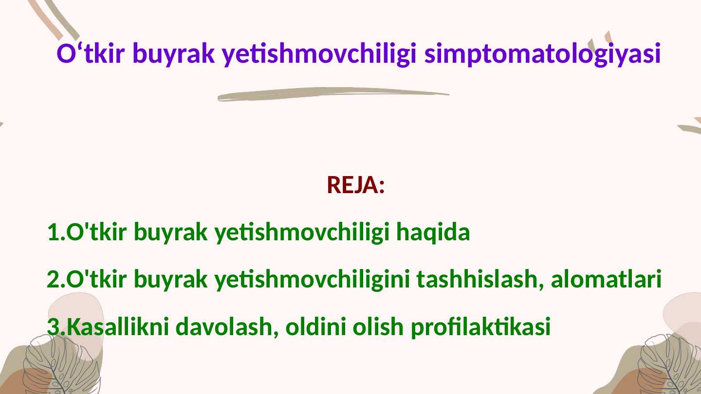 Oʻtkir buyrak yetishmovchiligi simptomatologiyasi