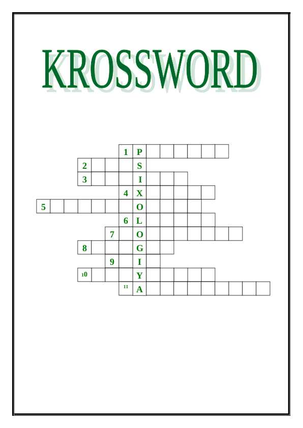 Psihologiya fanidan krossvord