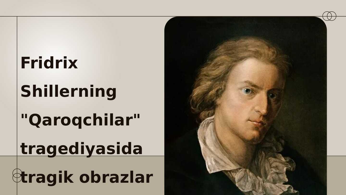 Fridrix Shillerning Qaroqchilar tragediyasida tragik obrazlar