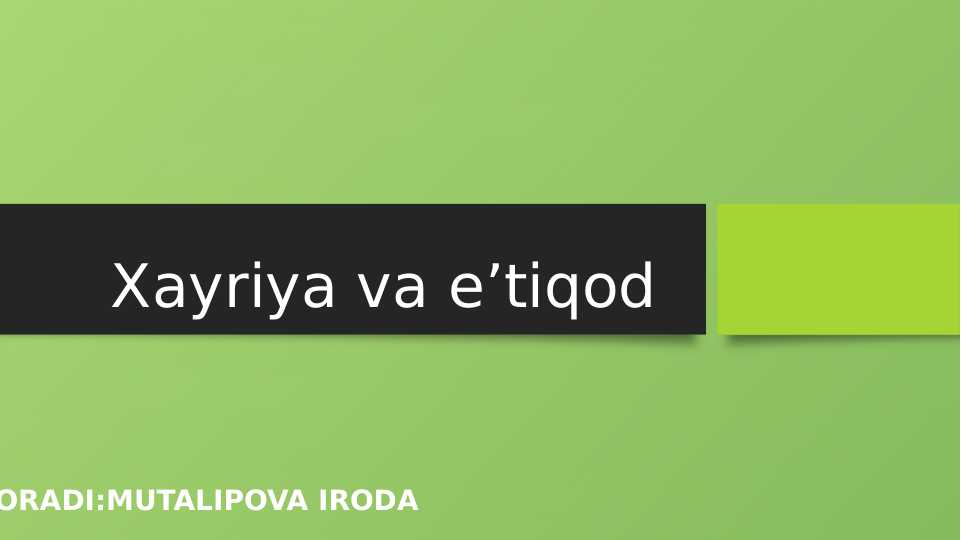 Xayriya va e’tiqod