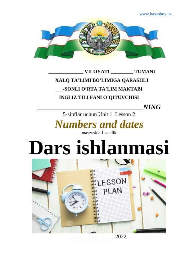 Ingliz tili dars ishlanmalari yuzi