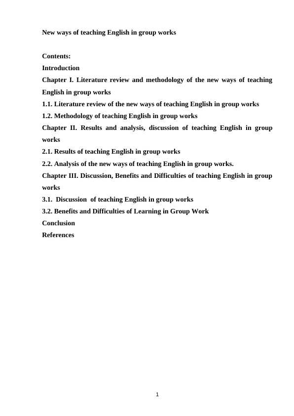 New ways of teaching English in group works