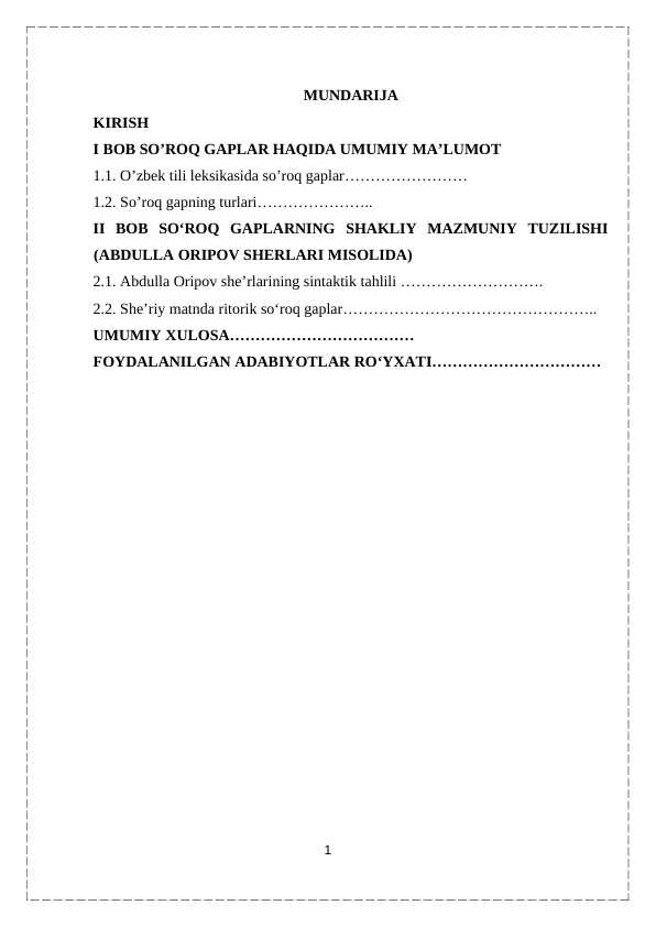 Soʻroq gaplarning shakliy mazmuniy tuzilishi