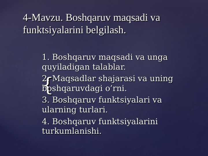 biznesda maqsad va funksiyalkrni belgilash