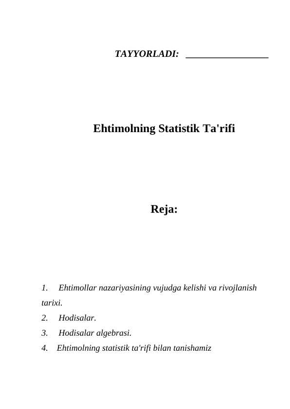 Ehtimolning Statistik Ta'rifi
