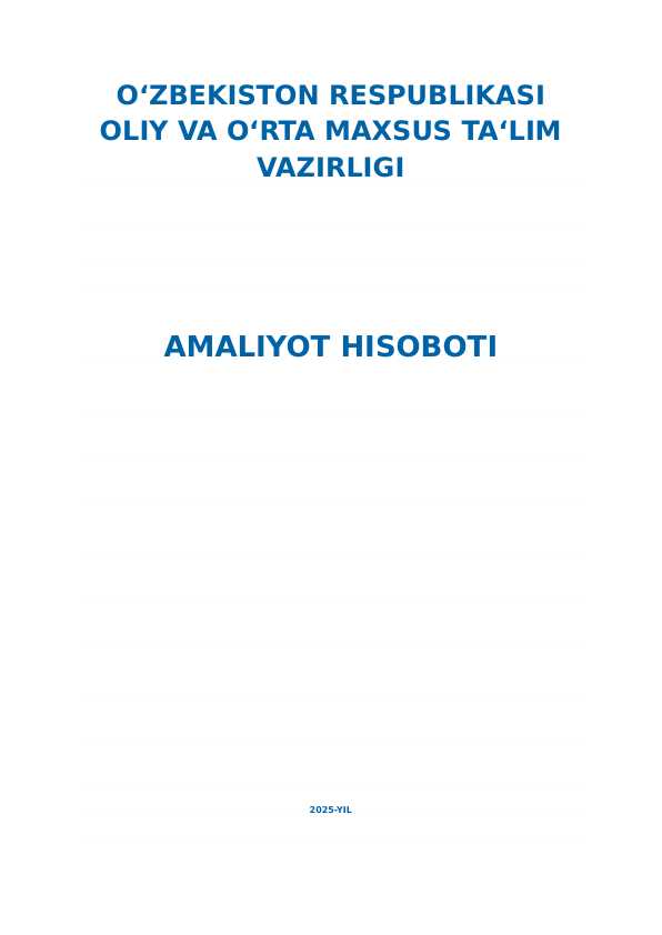 Farmer xo‘jaligi buxgalteriya amaliyot hisaboti