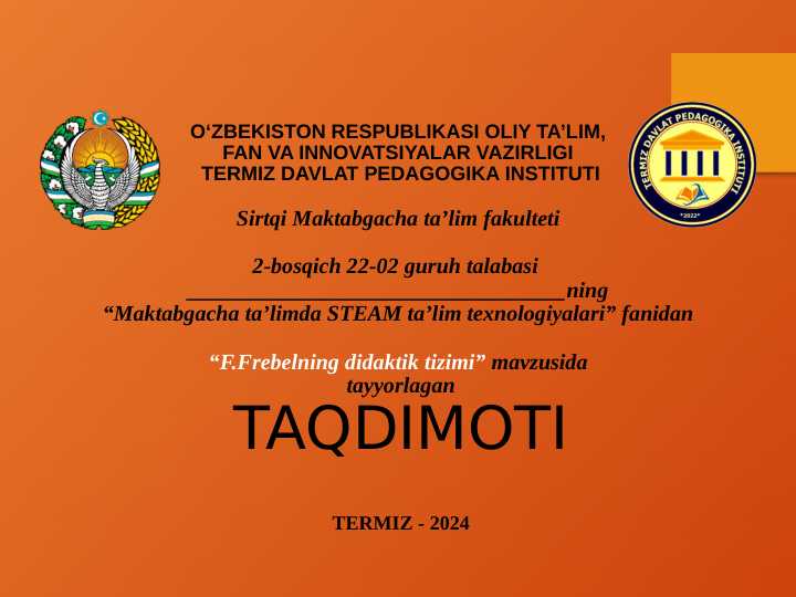 F Frebelning didaktik tizim