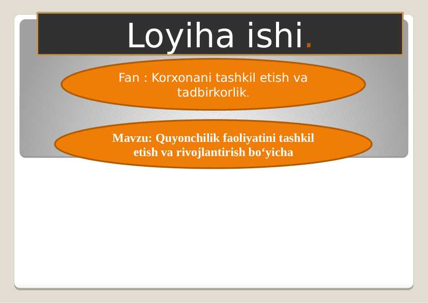 Quyonchilik faoliyatini tashkil etish va rivojlantirish bo‘yicha