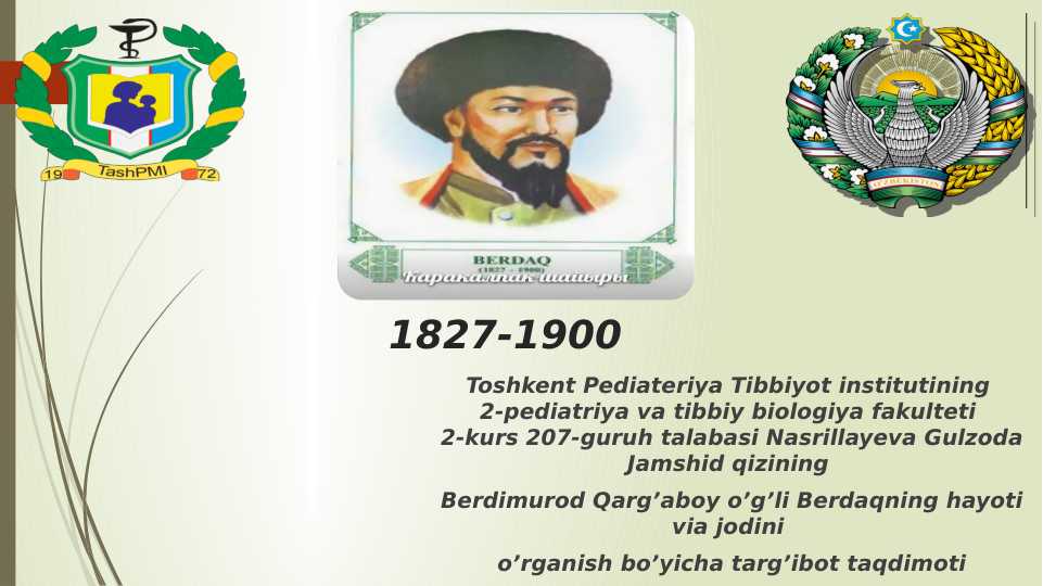 Berdaq haqida prezintatsiya