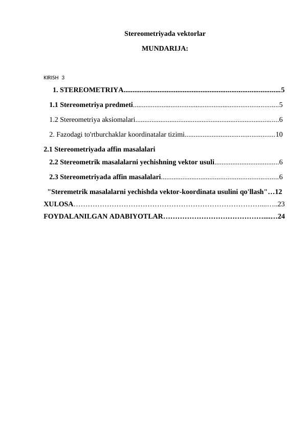 Stereometriyada vektorlar