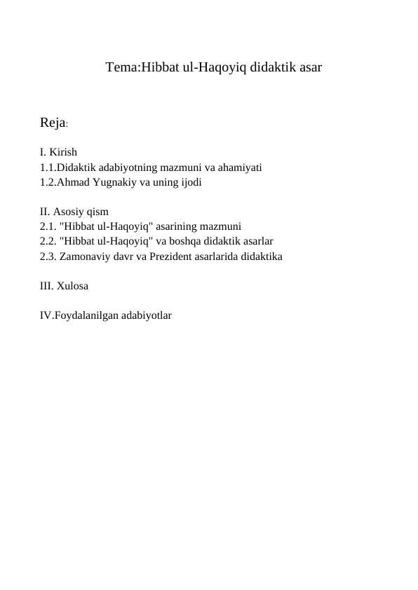 Hibbat ul-Haqoyiq didaktik asar