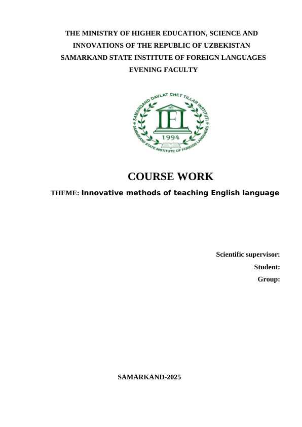 Innovative methods of teaching English language