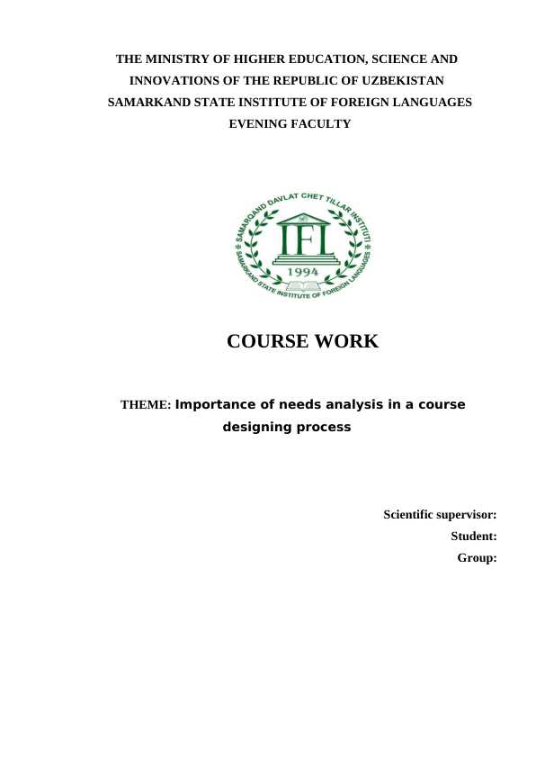 Importance of needs analysis in a course designing process
