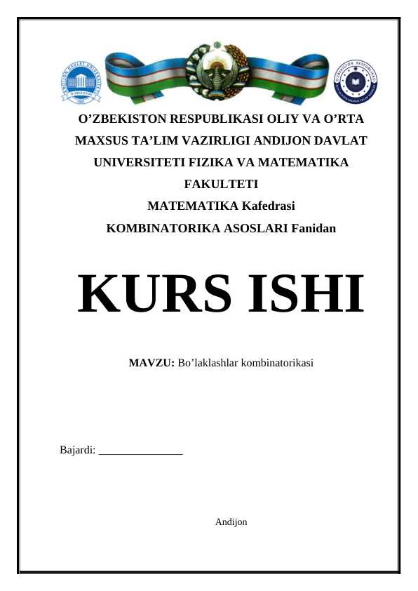 Bo’laklashlar kombinatorikasi