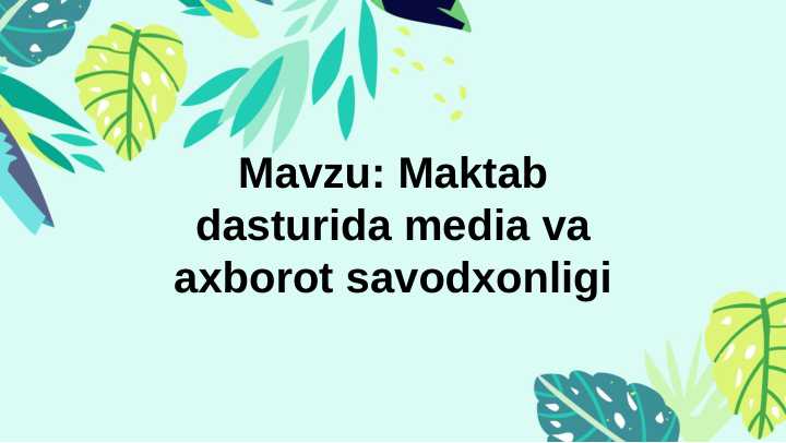 Maktab dasturida media va axborot savodxonligi