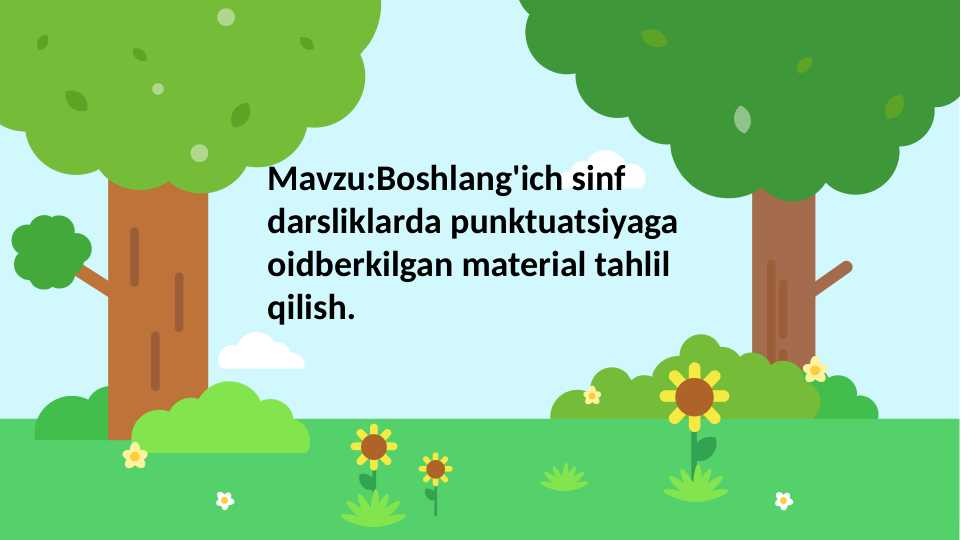 Boshlang'ich sinf darsliklarda punktuatsiyaga oid berkilgan material tahlil qilish