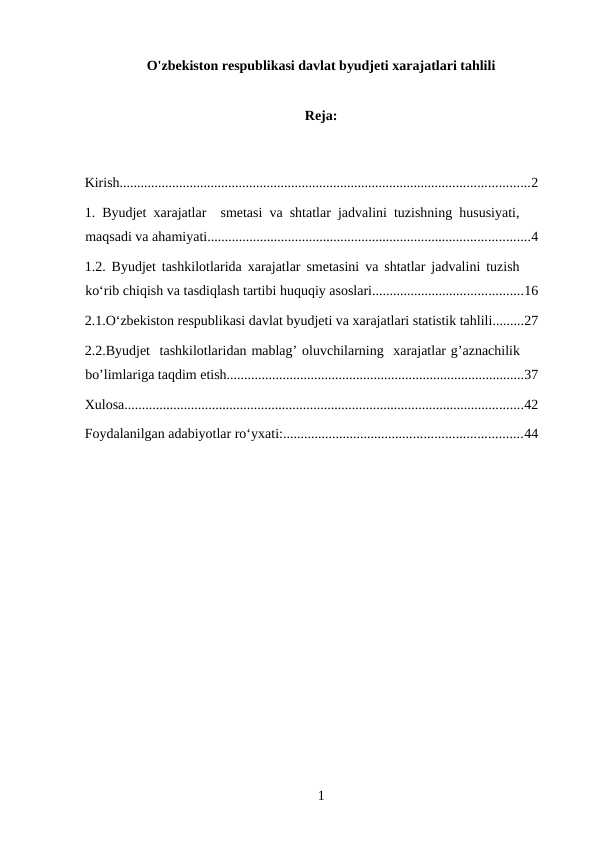 o'zbekiston respublikasi davlat byudjeti xarajatlari tahlili