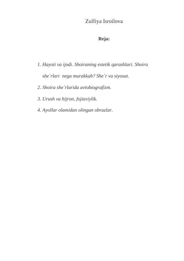 Zulfiyaxonim referat