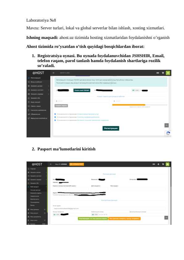 ahost.uz tizimida hosting xizmatlaridan foydalanishni o’rganish