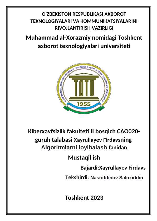 Chiziqli algebraic tenglamalar sistemasini aniq yechish uchun sarflanadigan amallar sonini baholash.