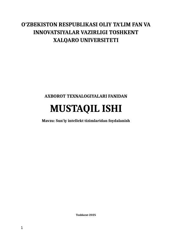 Sun‘iy intellekt tizimlaridan foydalanish