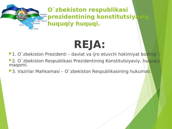 О`zbekiston respublikasi prezidentining konstitutsiyaviy, huquqiy maqomi