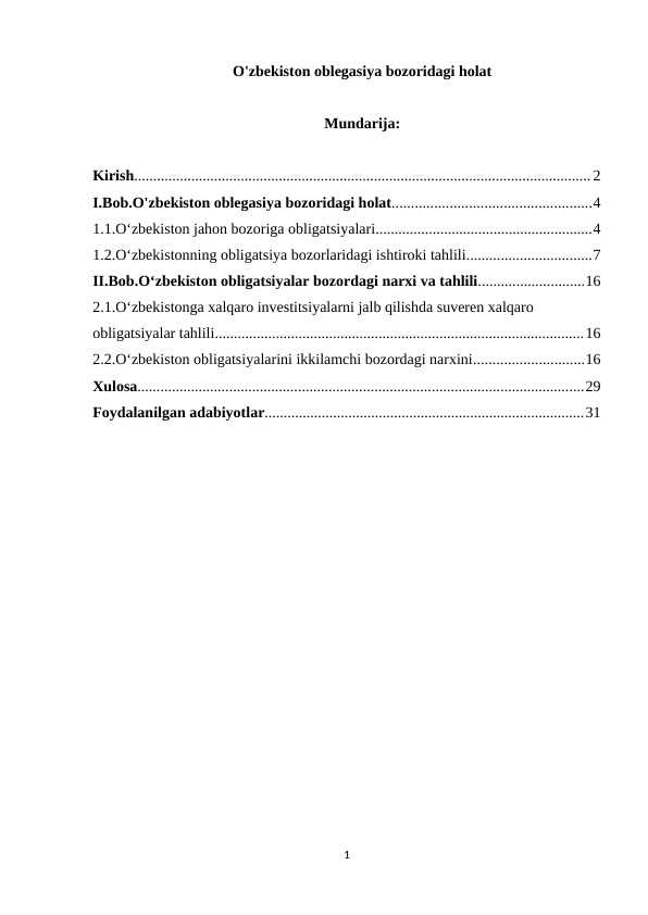 O'zbekiston oblegasiya bozoridagi holat