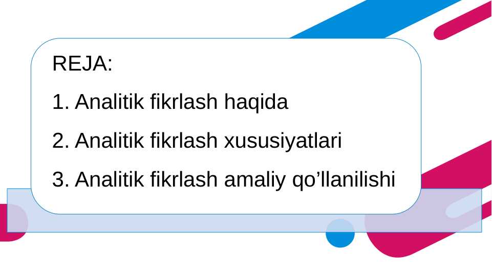 ANALITIK FIKRLASH