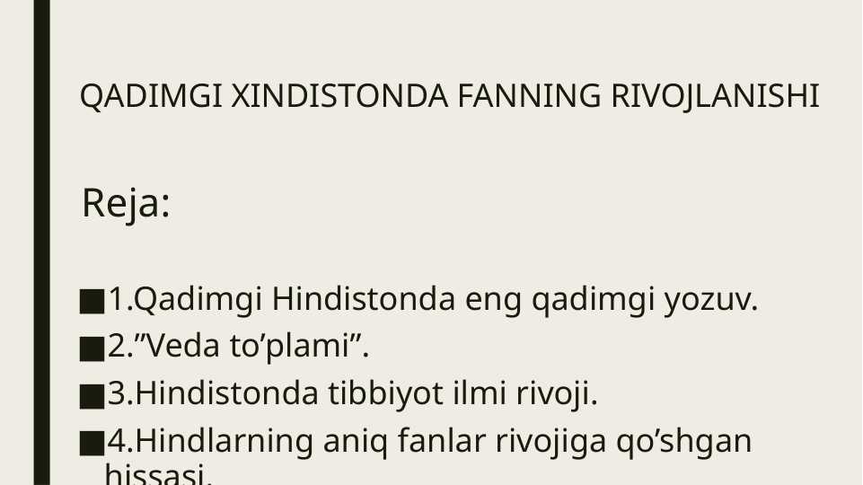 QADIMGI XINDISTONDA FANNING RIVOJLANISHI