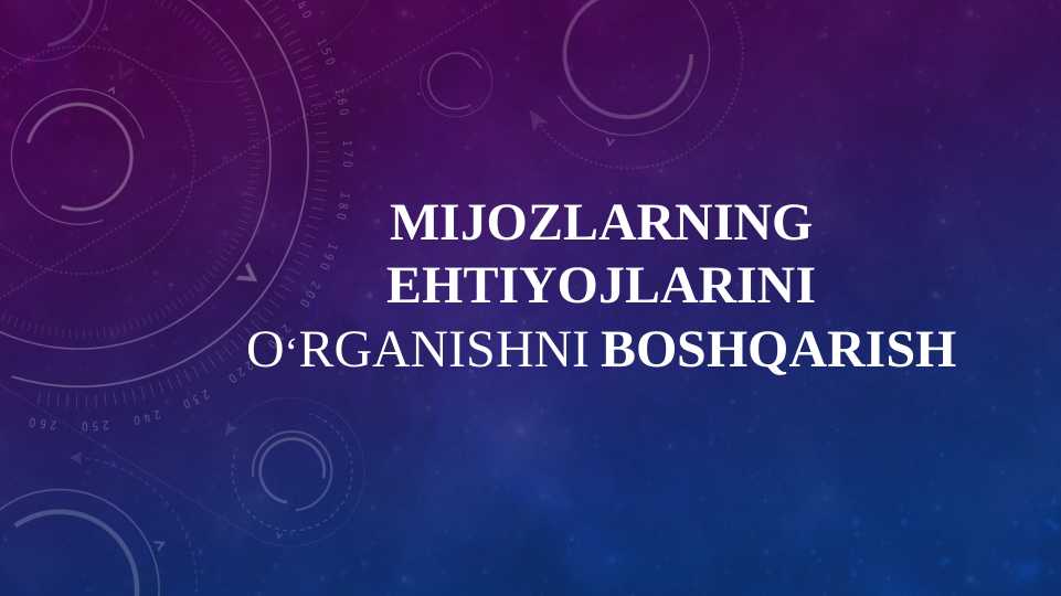 MIJOZLARNING EHTIYoJLARINI O‘RGaNIShNI BOShQARISh