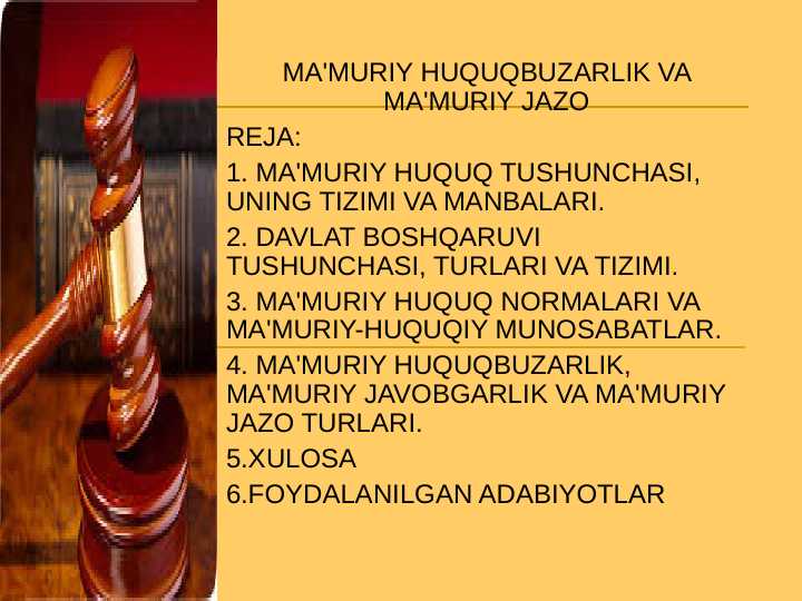 MA'MURIY HUQUQBUZARLIK VA MA'MURIY JAZO