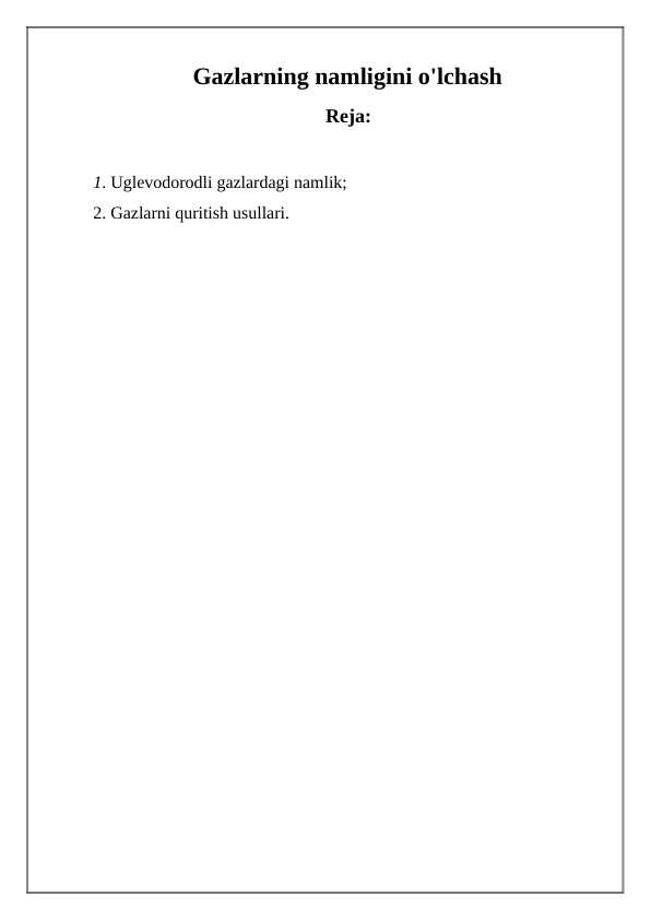 Gazlarning namligini o‘lchash