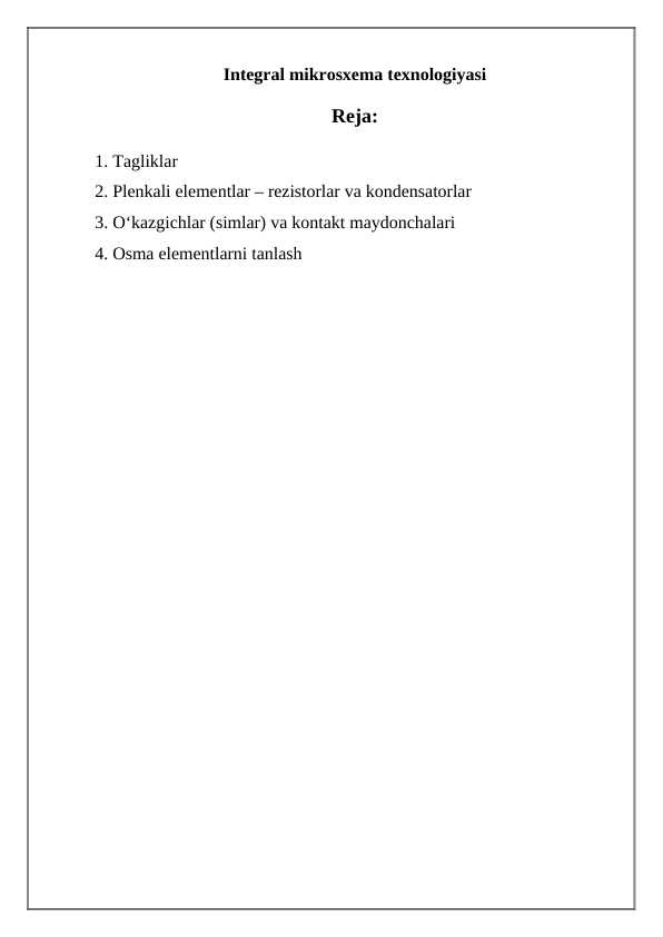 Integral mikrosxemalar asosida hisoblagichlar sxemalari