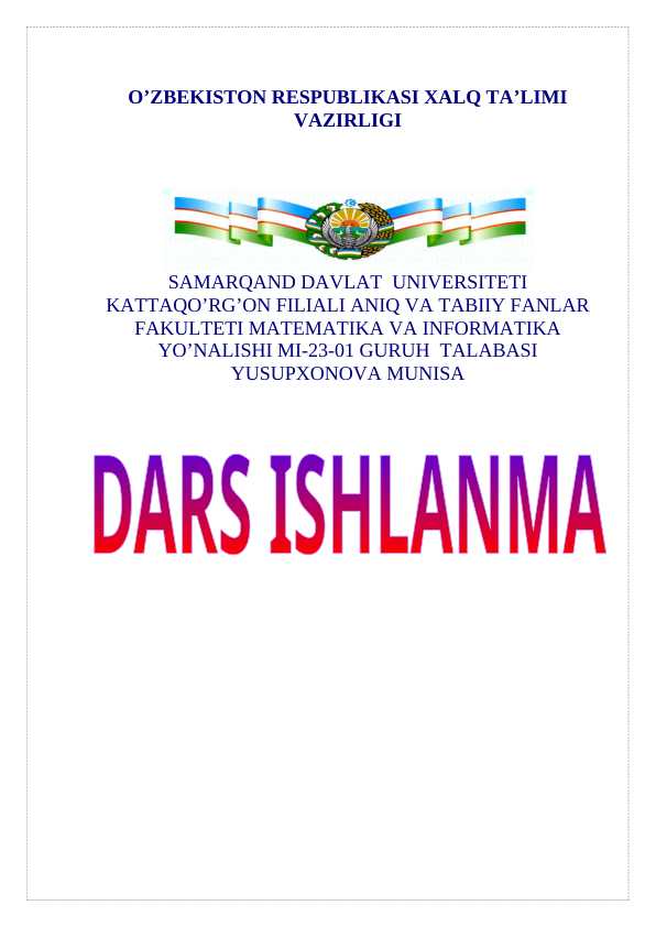 Ikki jism harakatiga doir masalalar uchun dars ishlanman