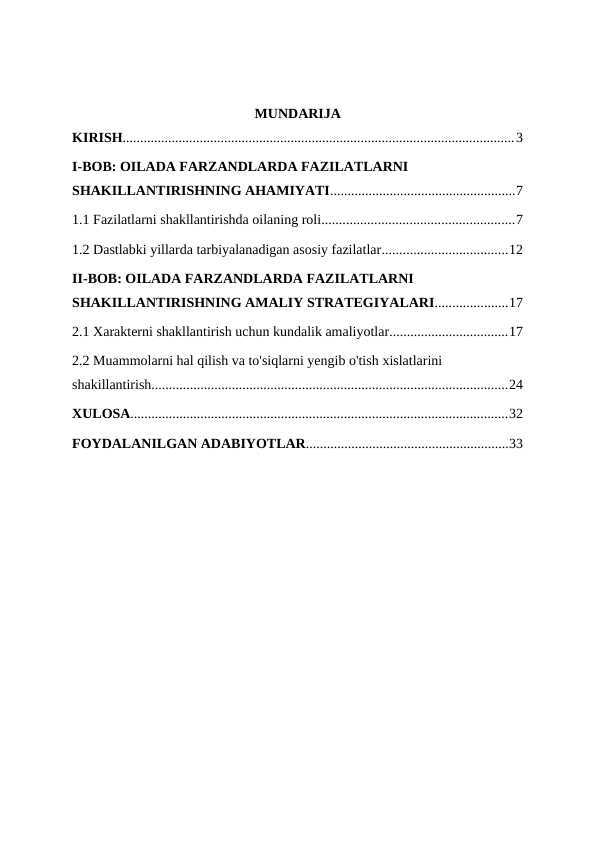 Oialada farzandlarda fazilatlarni shakillantirish