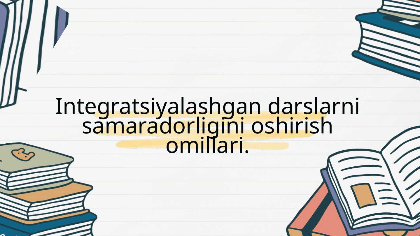 Integratsiyalashgan darslarni samaradorligini oshirish omillari