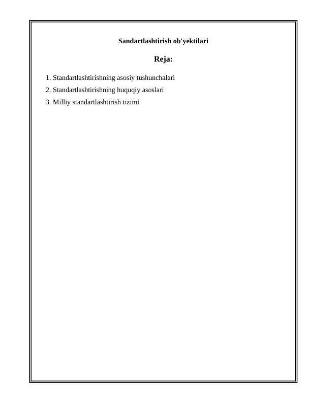 Sandartlashtirish ob'yektilari