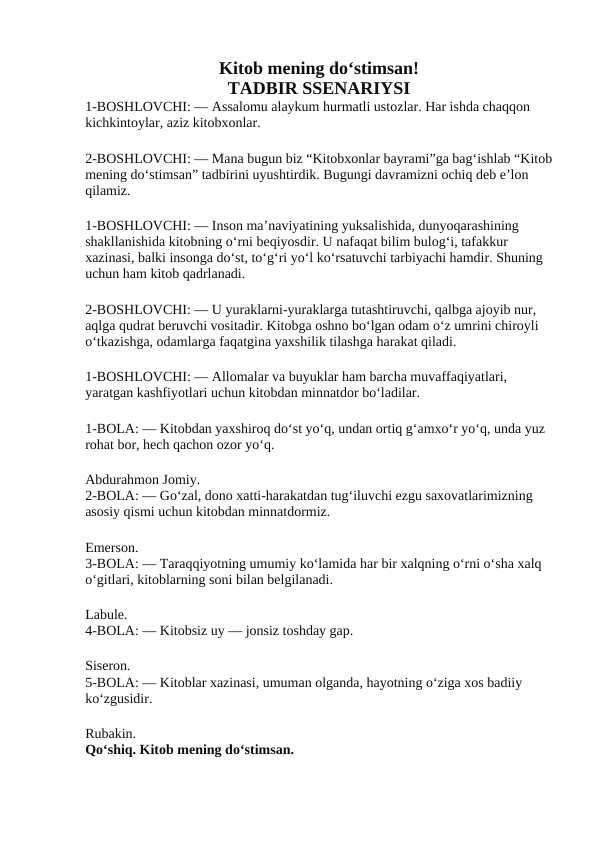 Kitob mening do‘stimsan