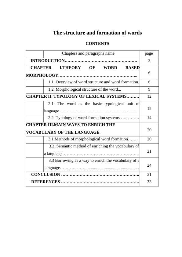 The structure and formation of words
